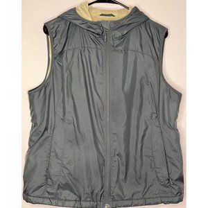 L.L. Bean Womens Blue Large Petite Vest Soft Fleece Lining Full Zip Pockets Hood